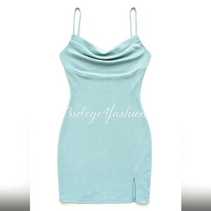 🔥 ✨💃 Shimmer Aqua Club Mini Dress  Size S Night Out Ready 💃✨